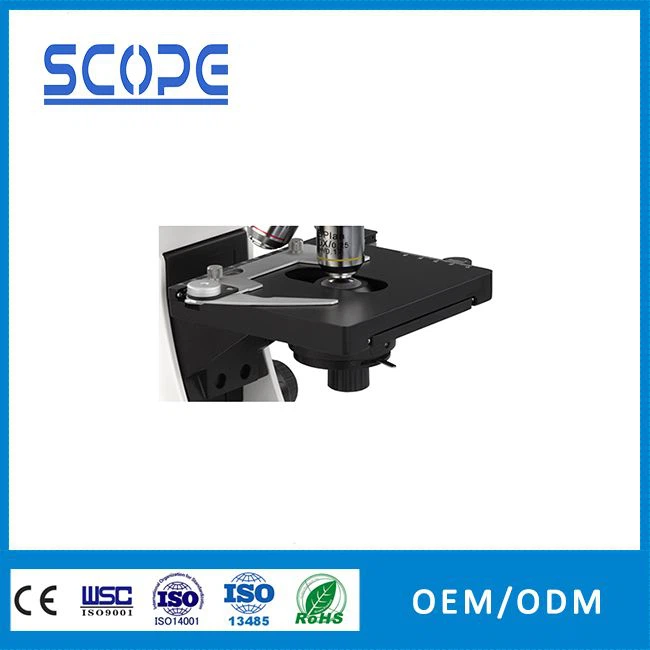 High  power biological microscope with mechanical stage