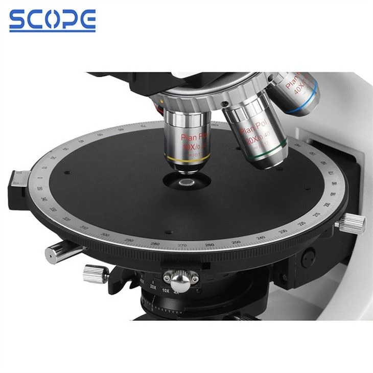 Polarizing microscope with revolving round stage